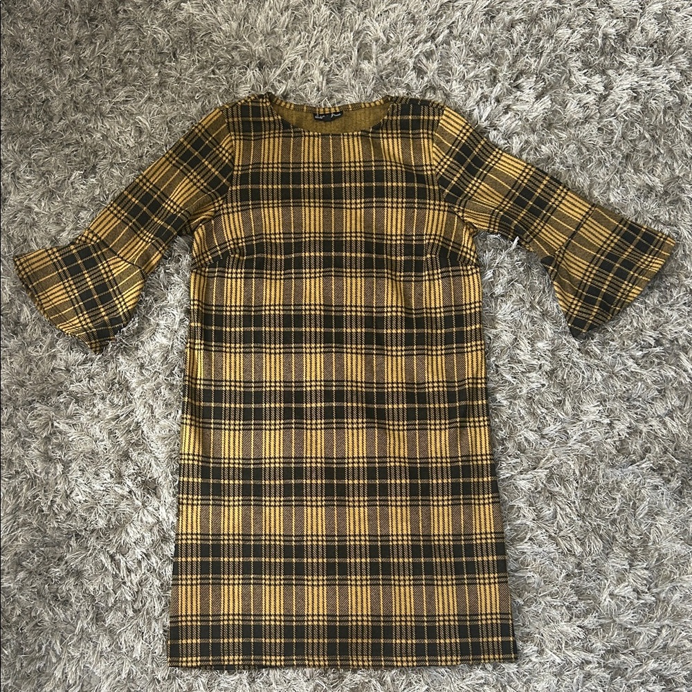 Alison Andrews Plaid Bell Sleeve Dress